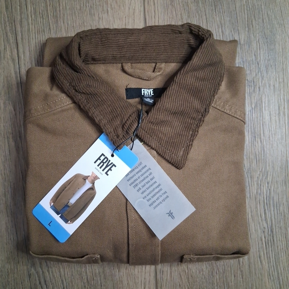 Frye Men's Size L Brown Denim Barn Shacket (Shirt +Jacket) NWT